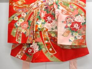 アンティーク　束ね熨斗に花・鼓模様着物